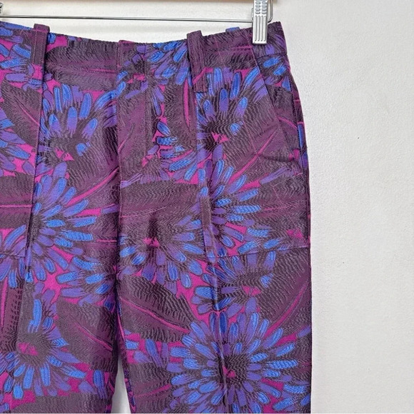 J.crew Womens 0 Midnight Jacquard Floral Slim Trouser In Purple - Picture 5 of 14
